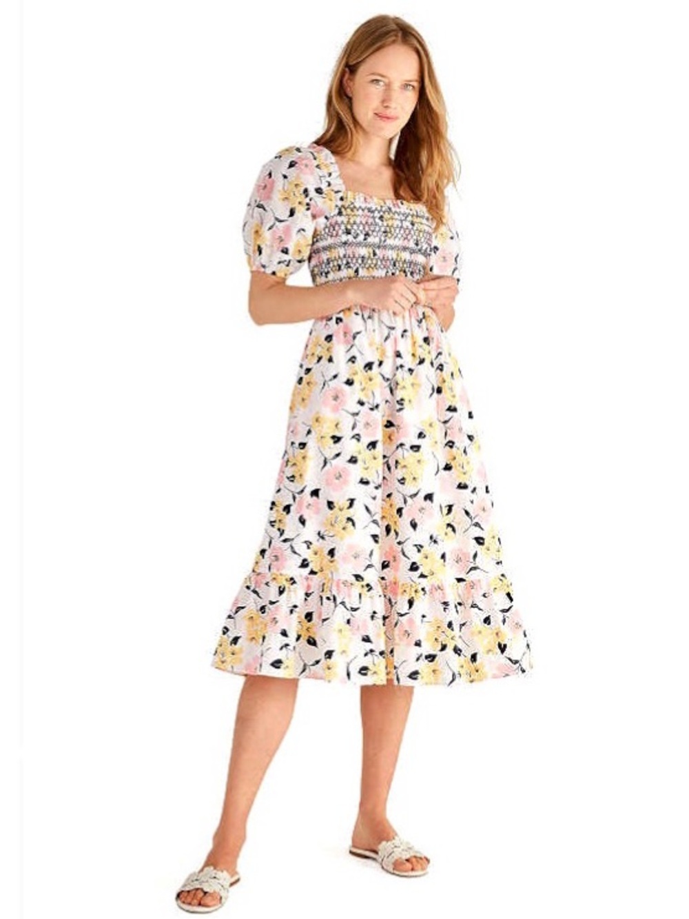 KATE SPADE Women’s Lily Blooms smocked floral midi dress💐💐